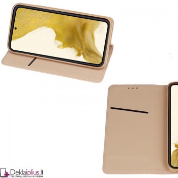Telone atverčiamas dėklas - auksinės spalvos (telefonui Samsung S22) Telone atverčiamas dėklas - auksinės spalvos (telefonui Samsung S22)